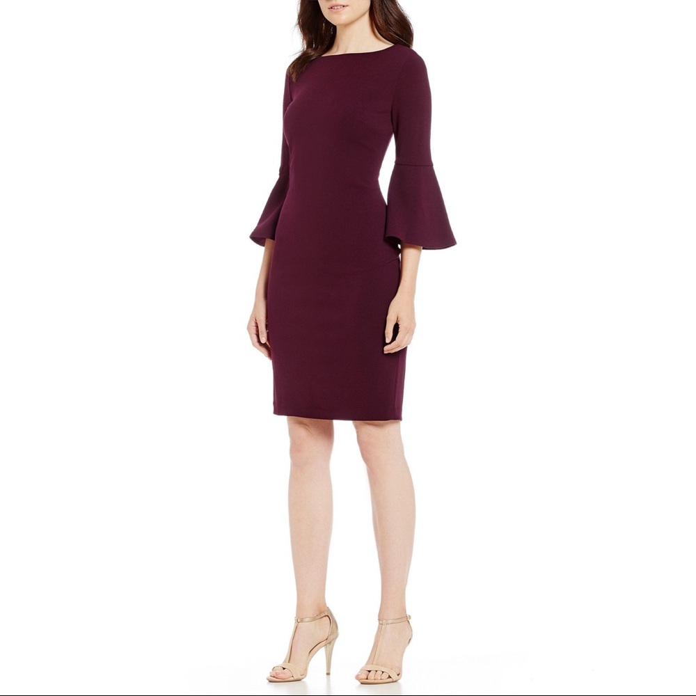 Calvin Klein Plum Bell-Sleeve Sheath Dress